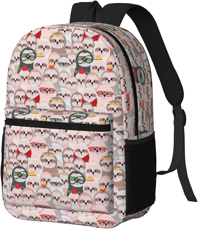 Cute sloth cartoon Backpack Multipurpose Shoulder Bag Capacity Gym Outdoor Hiking Travel Camping Gym Daypack 17in