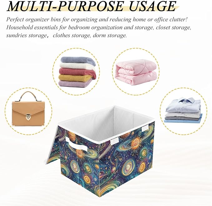 Storage Cube with Lid Abstract Galaxy Print 16.5×12.6×11.8 IN 1 Pack Collapsible Large Capacity Foldable Storage Basket Bin Organizer