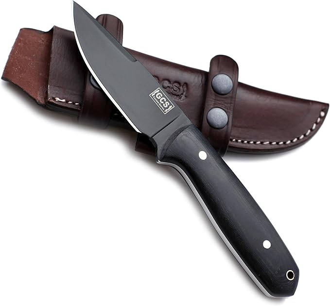 GCS Handmade Micarta Handle D2 Tool Steel Tactical Hunting Knife with leather sheath Full tang blade designed for Hunting &amp EDC GCS 105