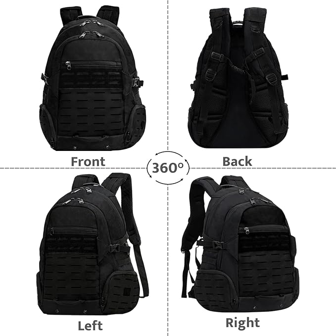 Tactical Pack Military Backpack 19.4L Waterproof Rucksack 600D OXFORD for Hiking Trekking Hunting (black)