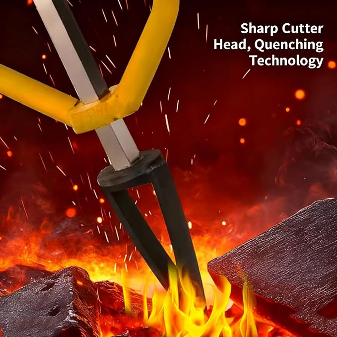 Portable Manual Log Splitter Firewood Kindling Tool for Outdoor Wood Splitting Triangular Large Arc Design Inertia Wedge Axe for Camping Farm &amp Home Use Wilderness Survival