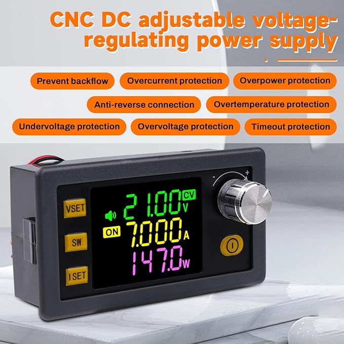 ZPSHYD Buck Boost Converter 150W 0-36V 7A Adjustable CNC DC Power Supply with MPPT Solar Charging Color LCD &amp 10 Memory Groups for Lab EV Camping XY-SK150