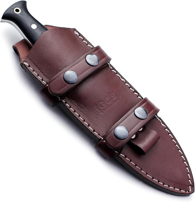 GCS Handmade Hunting Knife Full Tang Black Micarta Handle D2 Steel with Cowhide Right and Left Leather Sheath for Hunting Camping Bushcraft and EDC (GCS-234)