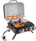 Kenmore 2-Burner Portable Gas Grill Tabletop BBQ Grill with Warming Rack Foldable Legs Stainless Steel Burners Fits 5 &amp 20 lb Propane Tanks Ideal for Camping &amp Tailgating Black &amp Cop