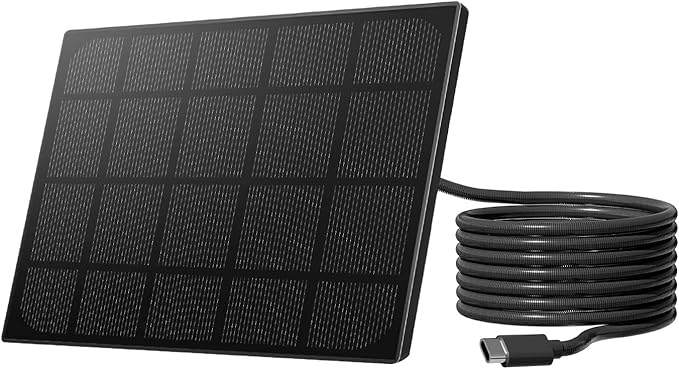 Birdfy 3W Solar Panel for Smart Bird Feeder Camera Type-C Charger for Birdfy Feeder 360° Adjustable Swivel Mount IP65 Waterproof for Outdoors 3W Continuously Power Supply (9.8ft Chew-Proof Cable)