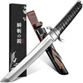 Japanese Fixed Blade Knife Tanto Knife with Phoenix Carved Sheath Tanto Samurai Knives for Camping Outdoor Collection for Men
