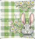 Green Buffalo Plaid Bunny Rabbit Ears Flower Easter Beach Cabana Tent UPF50+ Protection Lightweight Shade Sun Shelter with Carrying Bag for Camping Picnics Backyard &amp Fishing