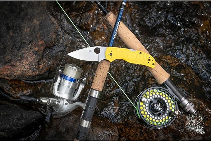 Spyderco Native 5 Salt Knife with 2.95 Corrosion-Resistant LC200N Steel Blade and Lightweight Yellow FRN Handle - SpyderEdge - C41SYL5