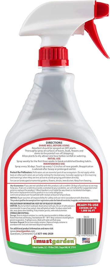I Must Garden Deer Repellent Special [32oz Concentrate + 32oz Ready-to-Use Spray] - Natural Spice Scent