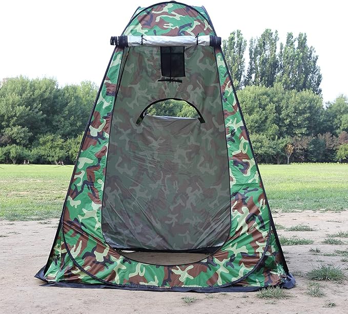 1-2 Person Portable Pop Up Shower Privacy Shelter Tents with 3 Windows Waterproof Anti-UV Picnic Camping Fishing Shelter Tent Outdoor Dressing Room Beach Isolation Sun Shelter (Camouflage)