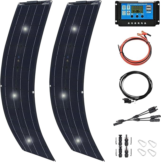 500 Watt Flexible Solar Panel for RV 2 × 250 Watt 12 Volt Solar Power Panel Kit with 40A Solar Charge Controller Monocrystalline Solar Panels for Camping Off Grid Car Battery Charging Boat