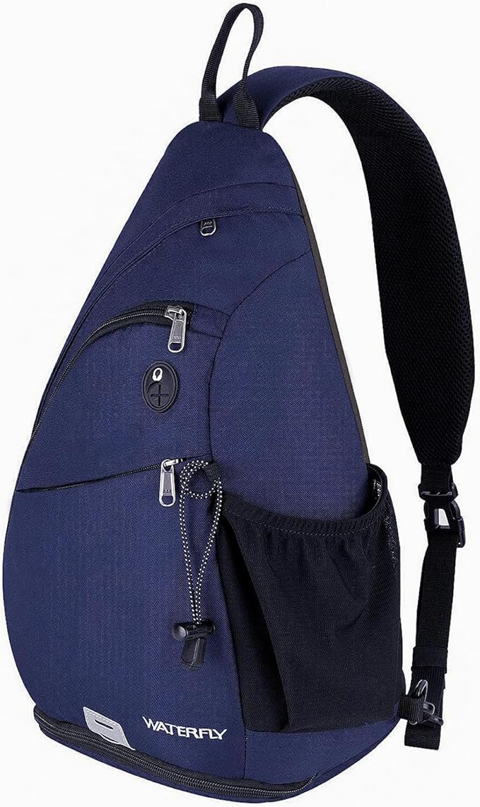 WATERFLY Sling Bag Crossbody Backpack: Over Shoulder Daypack Casual Cross Chest Side Pack (Large Blue)
