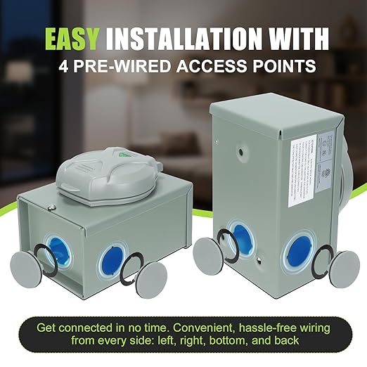 30 Amp Generator Inlet Box NEMA L14-30P 4 Prong Power Inlet 125/250V 7500W ETL Listed Weatherproof Waterproof Outdoor for Emergency Backup