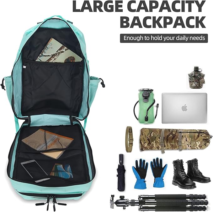 35L Hiking Tactical Backpack for Women Training Gym Fitness Bag Outdoor Camping Backpacks Travel Waterproof (Mint Green)