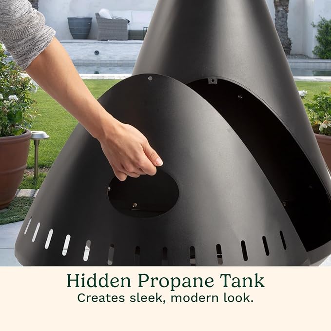 Cuisinart Chimenea Propane Fire Pit 40000 BTU Adjustable Gas Fire Pit for Patios Includes Lava Rocks Directional Heat Shield and Push to Start Ignition Perfect for Backyards Decks and Patios
