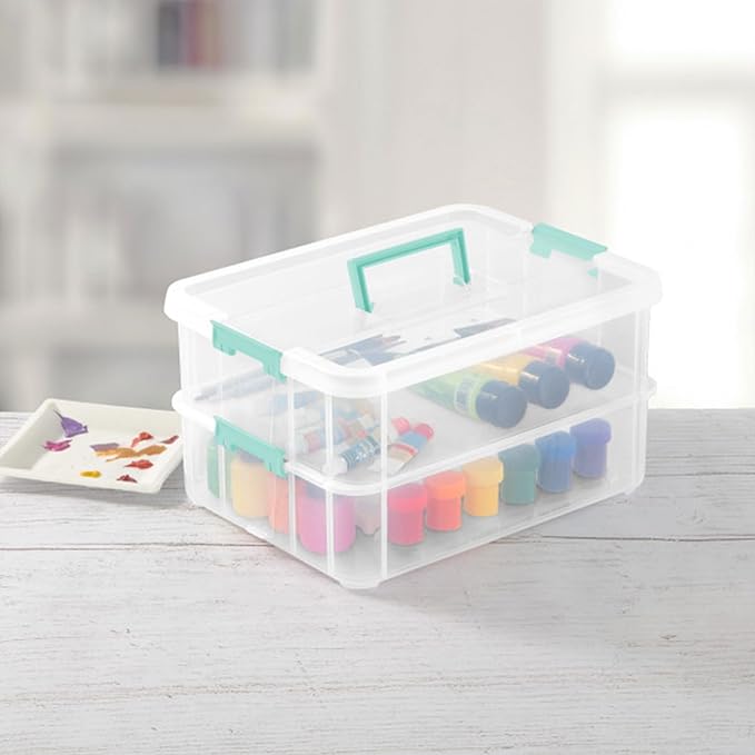 STERILITE Convenient Home 2-Tier Layer Stack Carry Storage Box Clear 12-Pack 12 X 1