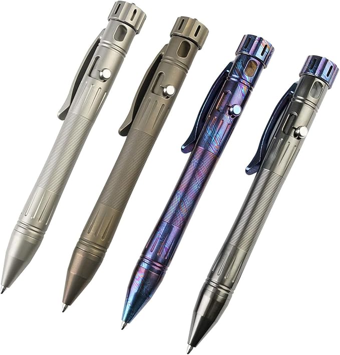 MecArmy TPX12 Mini Titanium Bolt Action Tactical Pen with Replaceable Refill EDC Tactical Pen with Stress-Relief Spinner Tail for Office Outdoor Lightweight for Daily Carry (Titanium Bronze)
