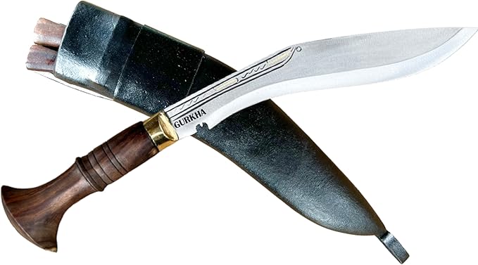 Gurkha Kukri Knife Overall 15 IN Panawal Sirupate Khukuri Knife 9.5 IN Fixed Blade Leather Sheath &amp 2 Small Knives - Handmade In Nepal