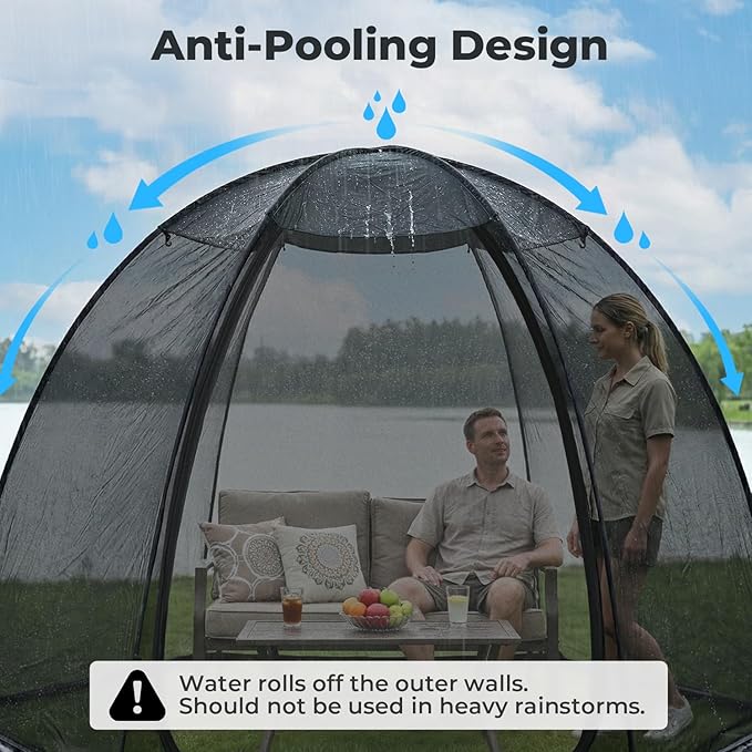 Alvantor® Pop Up Screen House Tent Snap-fit Mesh Screen Gazebo with Peaked Roof Portable Screen Room Canopy Shelter with Sandbags for Camping Backyard Picnic