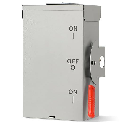 100A Generator Transfer Switch for Home Backup Power Manual Double Throw Safety Switch 120V/240V NEMA 3R Outdoor Enclosure Designed for Residential Generator Use