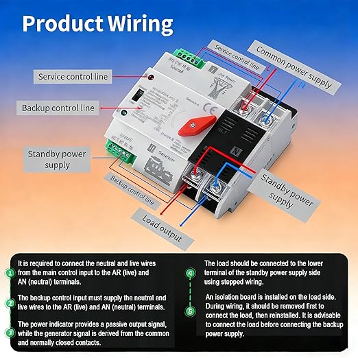Mini ATS Automatic/Manual Transfer Switch 2P 100A AC110V 2POLE 100amps ATS Dual Power Switch for Home GeneratorDin Rail Mounted Controller Electrical Type RV Fast Transfer