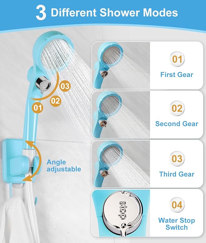 WADEO Portable Shower for Camping 6000mAh Outdoor Electric Shower Rechargeable Pump with Intelligent Digital Display Camping Shower Head Nozzle for Camping Hiking Traveling Washing