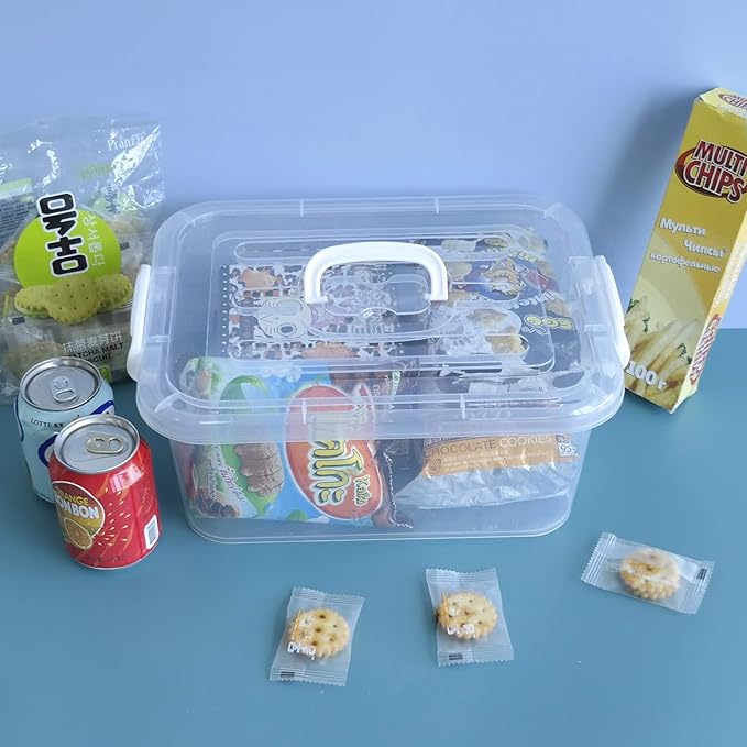 Sandmovie 8 Quart Clear Plastic Storage Boxes with Lids and Handles 2 Packs