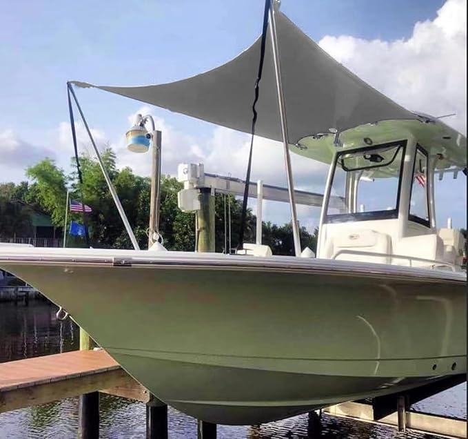 T Top Sun Shade Extension Kit Boat Sun Shade 800D Polyester Waterproof and UV Resistant Material with Stainless Steel Telescopic Shade Poles Gray Size7:A=102 B=78 C=66