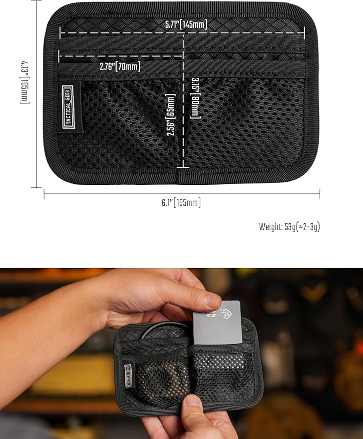TACTICAL_GEEK TCM3 Mini EDC Organizer Board Backpack Accessories with Open Pocket &amp Mesh Pocket Utility Admin Bag Insert Panel Hook and Loop Modular Organizer for Daily Carry(Black)