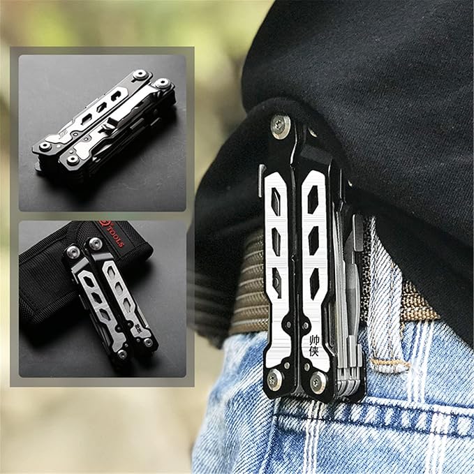 Portable Pocket Multi Tool Folding Multitool Pliers with Knife Saw Safety Lock Multi Tool for Survival Outdoor Camping Hiking Man's Gift