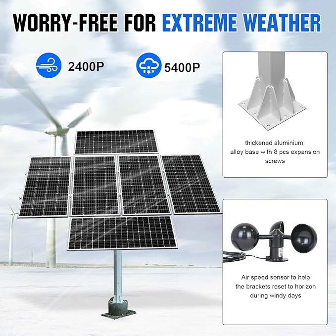 ECO-WORTHY Solar Panel Dual Axis Tracking System (Increase 40% Power) with Tracker Controller Complete Solar Tracker Kit Ideal for Different Solar Panels for Yard/Farm/Field