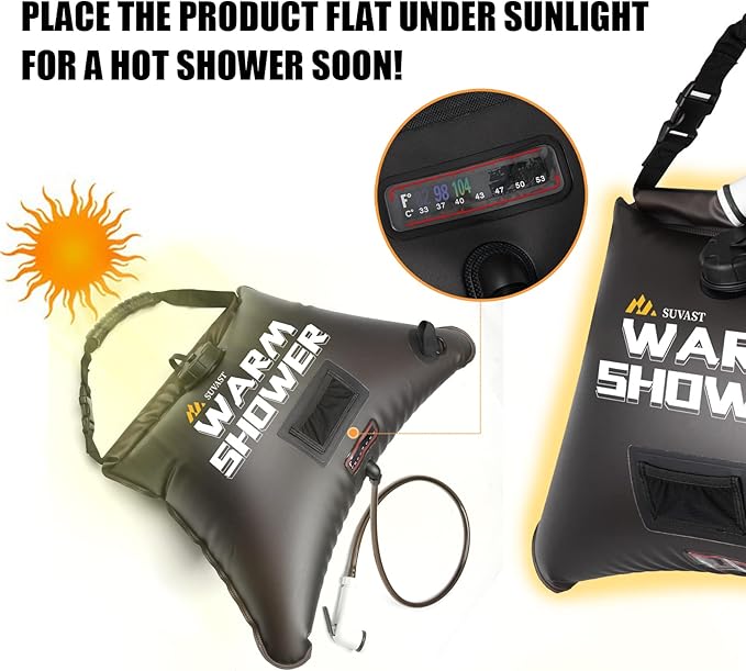 Solar Showers3rd Generation Outdoor Shower BagA Model of Durability4 Gallon/15L- Portable Shower for CampingCamp Shower kit with hot Water.