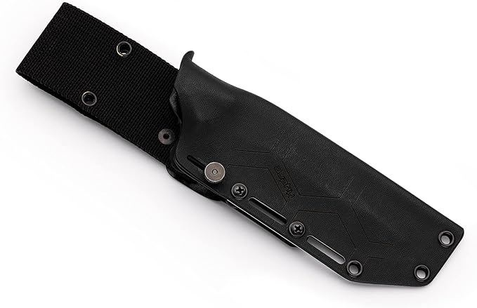 Hydra Knives WHITE NOISE Knife. 5.12 Full Tang Fixed Blade. Drop Point Shape with Böhler K110 (D2) Steel 58-60 HRC. CNC G10 Grey Handle. Kydex Black Sheath. Hunting Tactical Bushcraft Outdoor and