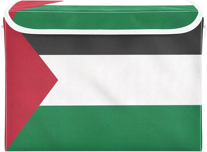Palestine Flag Green Black Storage Bin with Lid Collapsible Bedroom Storage Closet Organizers and Storage for Home