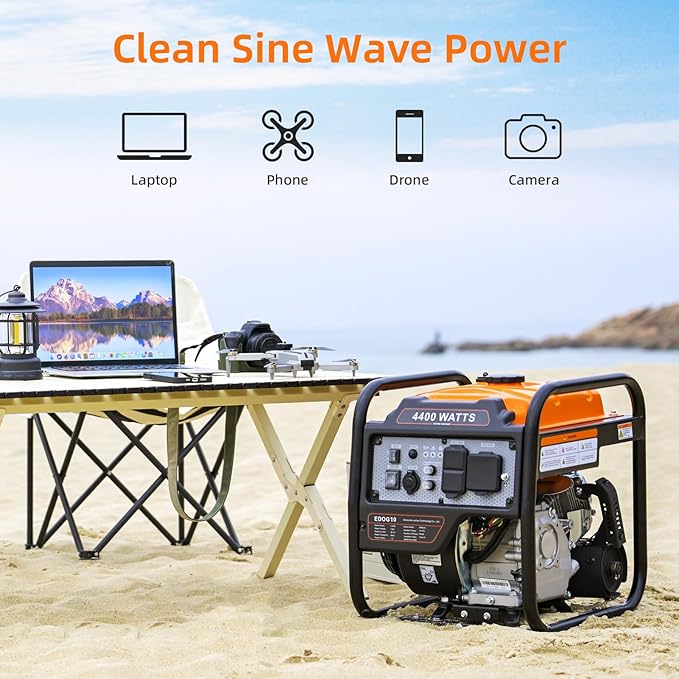 Oxseryn Power Equipment 4400 Watts Inverter Generator Gas Powered Portable Open Frame Generator Low Noise with ECO Mode RV Ready Emergency Home Backup