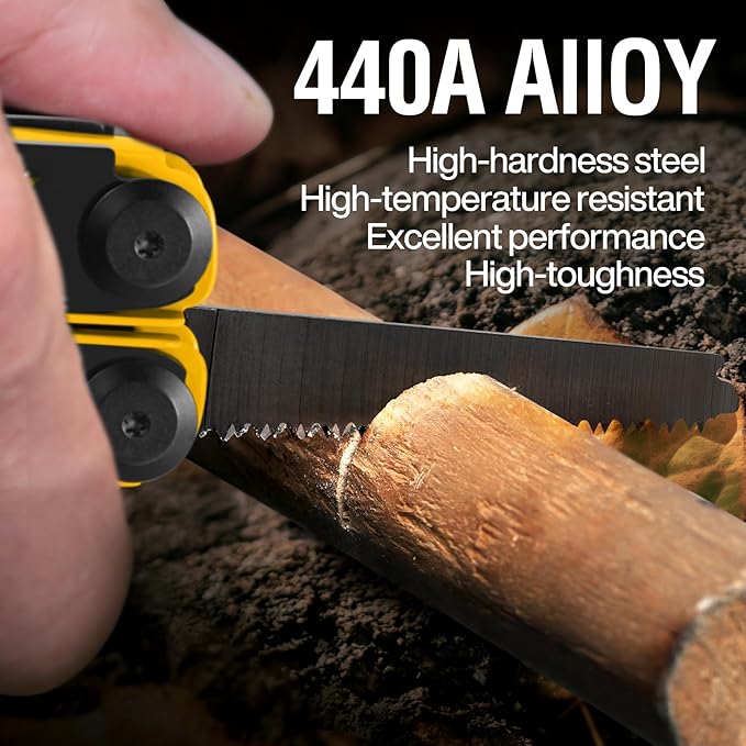 MIAOKE Multitool 23 in 1 with Premium Gift Box Screwdrivers Saw Screwdrivers Bottle Opener Pliers Camping Knife Cool Gadgets for Men Best Gift for Boyfriend Son Dad Him Husband (Yellow)