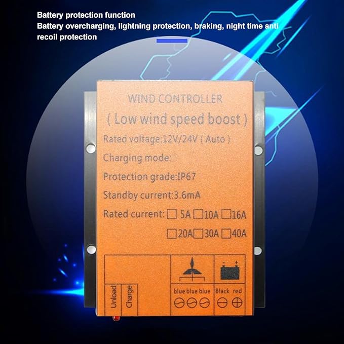 MPPT Wind Turbine Controller 12V/24V 40A Universal Wind Turbine Generator Controller 300W-1000W Boost Voltage Wind Power Regulator with Multi Protections