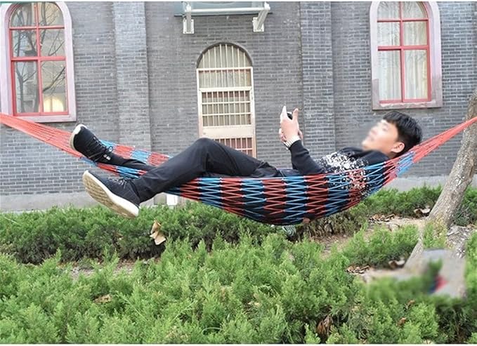 Portable Hammock Portable Nylon Rope Hammock Portable Garden Outdoor Camping Travel Mesh Hammock Swing Sleeping Bed for Backpacking Beach (Color : Green)