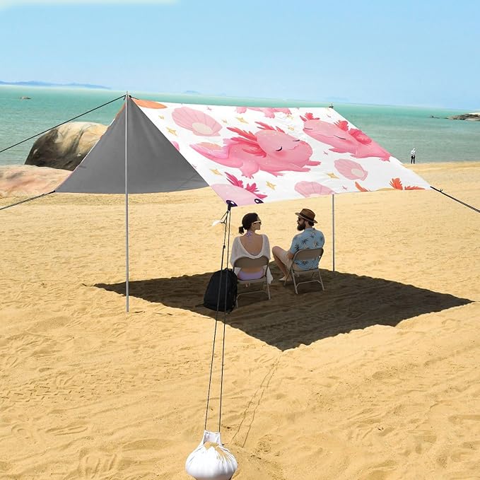 ALAZA Salamander Shell Pattern Beach Tent Sun Shelter Portable Canopy Sunshade for Outdoor Camping Picnics Backyard Fun 10x9 ft