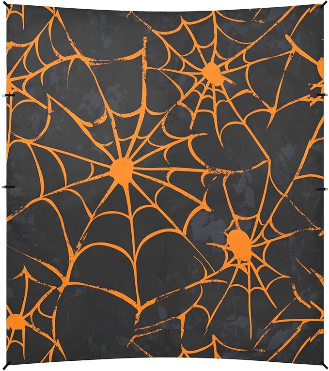 ALAZA Yellow Spider Web Halloween Beach Tent Sun Shelter UPF50+ Protection Beach Shade Canopy w/ 4 Sandbags for Outdoor Camping Fishing Backyard Fun Picnic 10x9 ft