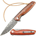 Sitivien ST240 EDC Damascus Steel Folding Knife with Dalbergia HandleVG10 Core Blade Liner Lock and Belt ClipFishing Hiking Survival Knife