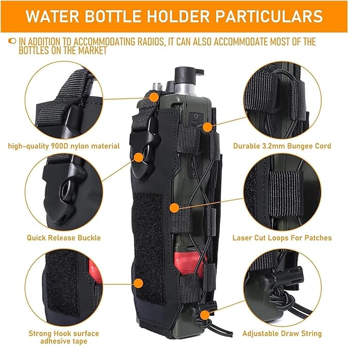 Laser Cut Design Molle Adjustable Water Bottle Holder Outdoor Sport Tactical Bottle Pouch for Backpack Belt Molle Radio Pouch