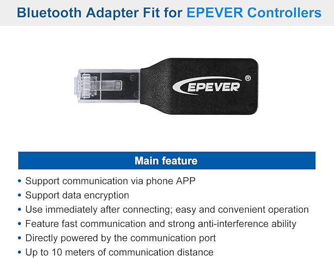 EPEVER BLE Adapter for MPPT Charge Controller  Supports Android/iOS app 2023New Version (EPEVER-BLE-RJ45-D)
