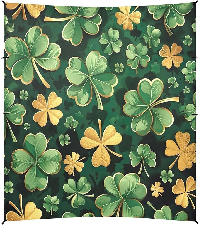 St Patrick's Day Shamrock Beach Tent Sun Shelter Set UPF50+ UV Protection 10.5 x 9.19 FT Camping Shade Canopy with Sandbags Sand Anchors Carrying Bag and Others