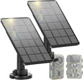 LIYVZ Trail Camera Solar Panel with Bulit-in 5000mAh Battery 2 Pack 3W Solar Panel for Trail Camera IP66 Waterproof Multi Interfaces with USB-C &amp DC 6V/9V/12V Output 360° Adjustable