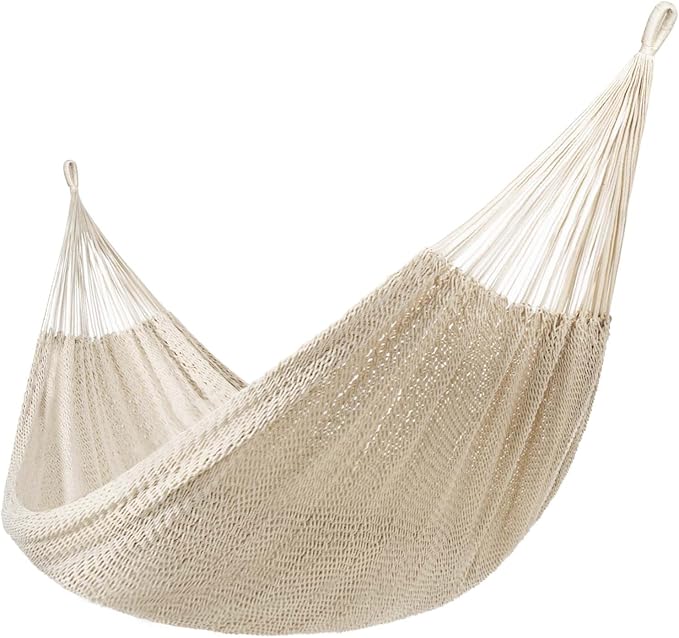 Lazy Daze Hammocks Handwoven Mayan Hammock 10.5 FT Soft Rope Double Hammocks Portable Outdoor Hammock with Carry Bag 2 Straps &amp Carabiners for Patio Outside 550 lbs Weight Capacity Natural