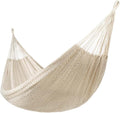 Lazy Daze Hammocks Handwoven Mayan Hammock 10.5 FT Soft Rope Double Hammocks Portable Outdoor Hammock with Carry Bag 2 Straps &amp Carabiners for Patio Outside 550 lbs Weight Capacity Natural