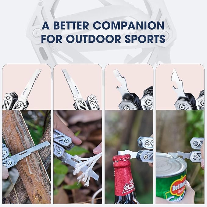 BIBURY Multitool with Pocket Knife 21-in-1 Stainless Steel Pliers with Screwdriver Safety Locking Multi tools with EDC Knife for Survival Camping Fishing Repair Birthday Gifts for Men Women