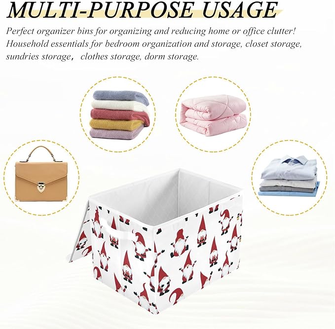 senya Christmas Baskets Collapsible Storage Bins with Lids Christmas Gnomes Storage Boxes Clothes Baskets for Organizing