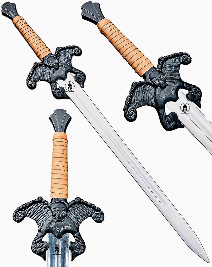 Medieval B-Skull Style Viking SwordReal Vikings Swords Seax Viking Swords Functional with Sheath Gifts Decorative Sword Gift for Lovers.